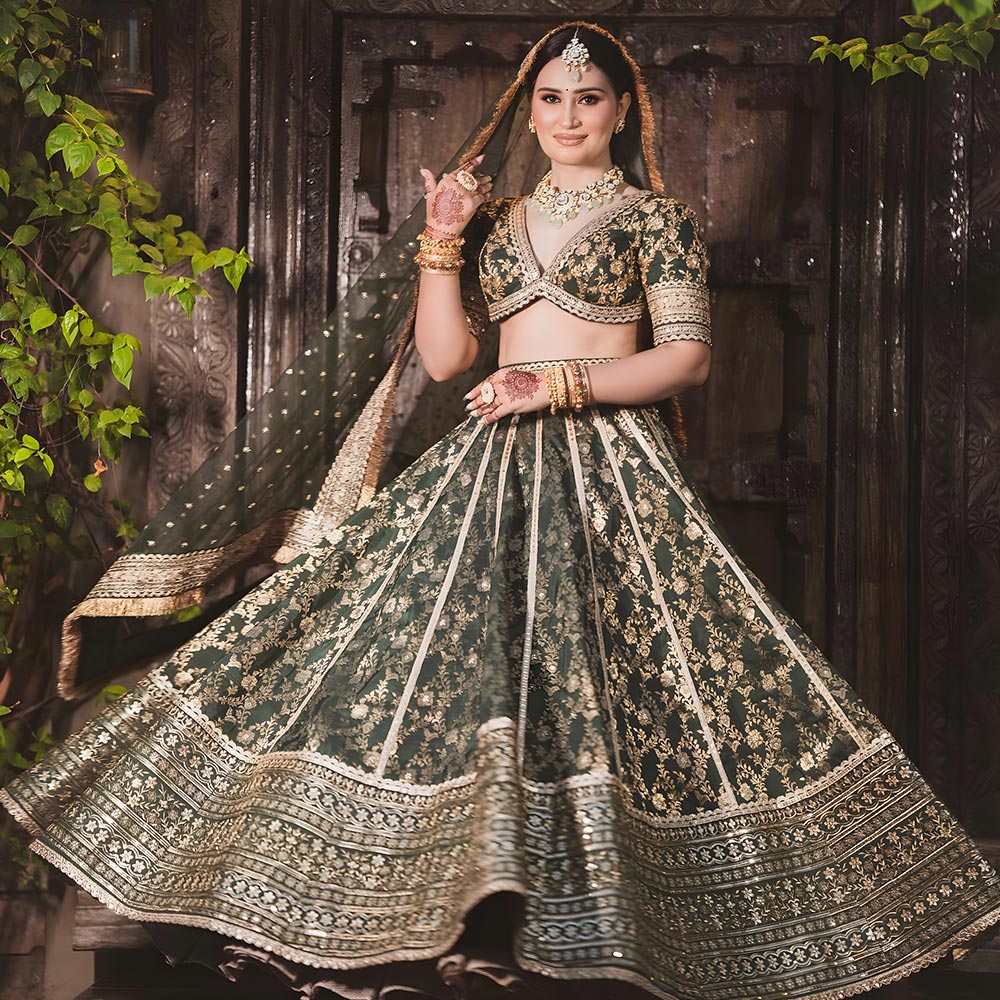 Amazing Dark Green Bridal lehenga