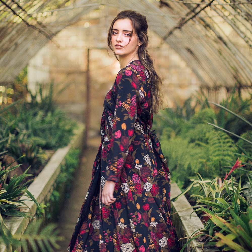 Black Printed Color Gown
