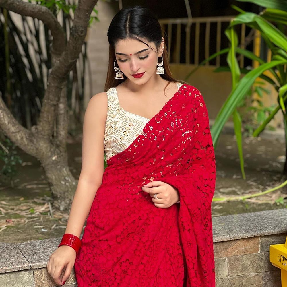 New Stylish Red Color Saree