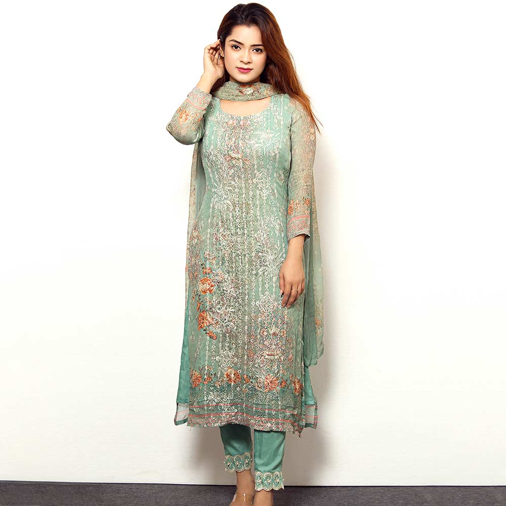 New Stylish Suit Printed Light Green
